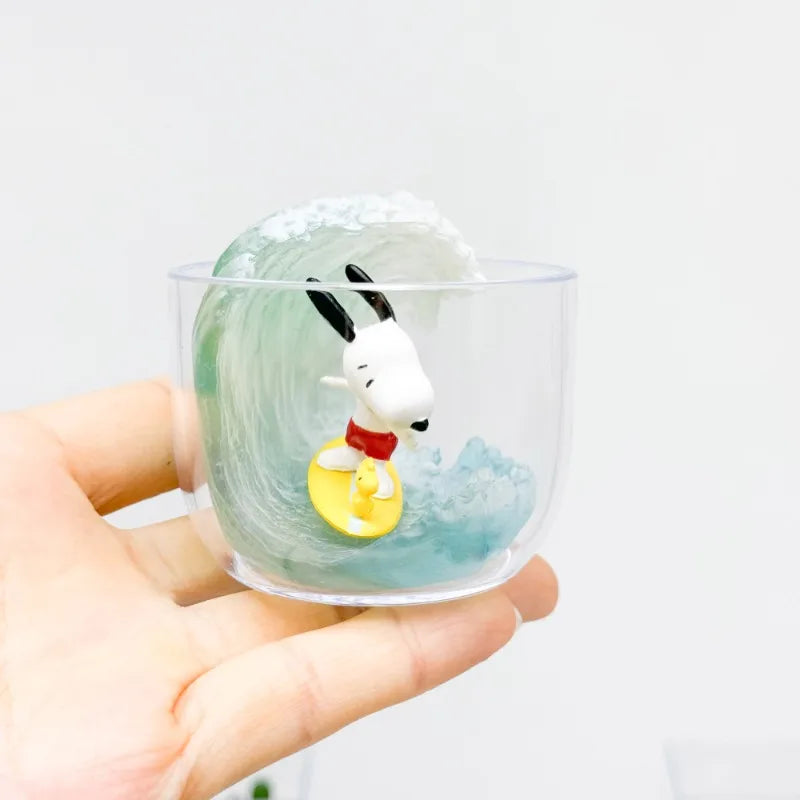 Snoopy Happy Vacations Series Miniature Landscape Bottle Blind Box Toy Desktop Ornament Anime Peripheral Gifts