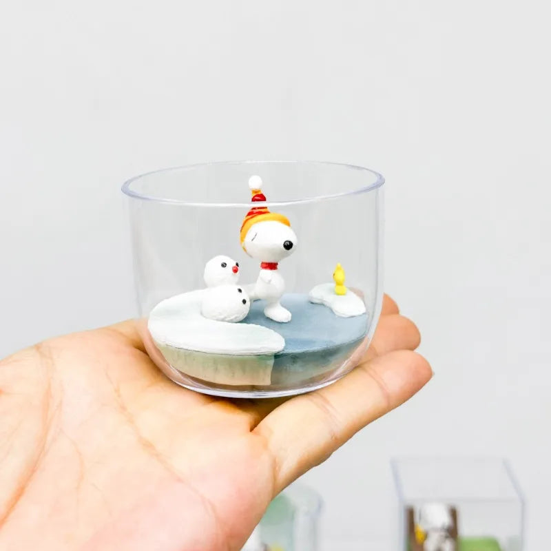 Snoopy Happy Vacations Series Miniature Landscape Bottle Blind Box Toy Desktop Ornament Anime Peripheral Gifts